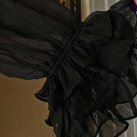 New Black sheer Peasant Blouse - Picture 4 of 7